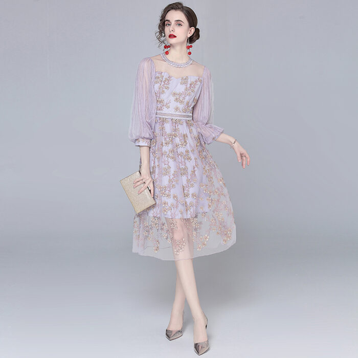 Side view of floral maxi dress