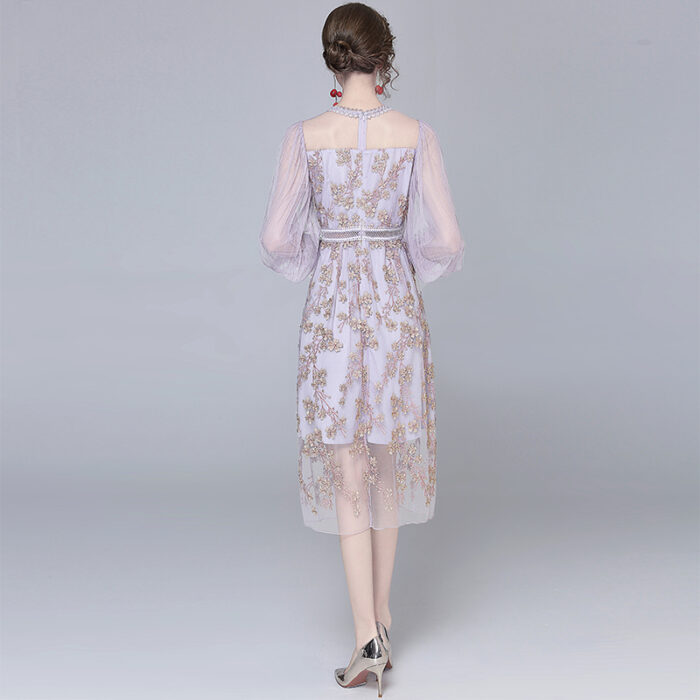 JAYJO | Elegant Lace & Embroidery Midi Dress