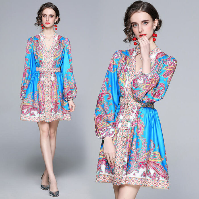 JAYJO | Long Sleeves Printed Dressed
