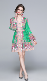 JAYJO | Long Sleeves Printed Dressed