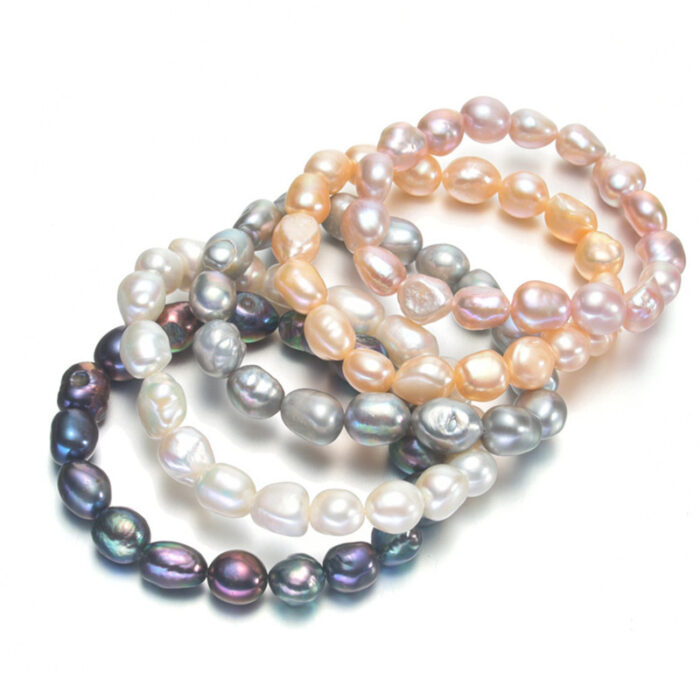 Baroque pearl necklace on stand