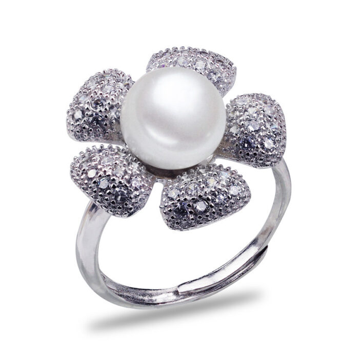 Simple silver ring on display