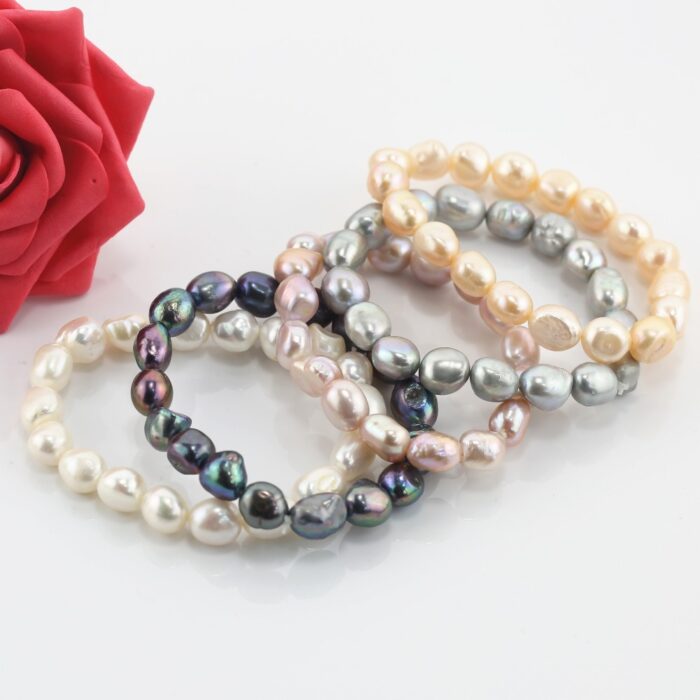 Elastic freshwater baroque pearls