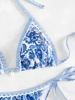JAYJO Beachwear Dubai | Swimwear & Summer Fashion | Blue Porcelain Print Bikini Set
