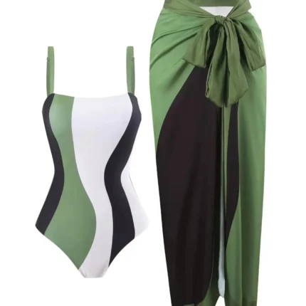 JAYJO Marketplace|Luxe One-Piece Swimsuit with Matching Sarong