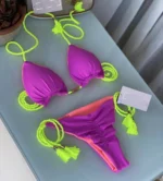 JAYJO Marketplace | Braided Tassel Bikini Set – Pastel Multicolor Triangle String Swimwear