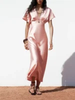 JAYJO Marketplace | Blush Satin Elegance Maxi Dress – Effortless Chic & Timeless Glamour