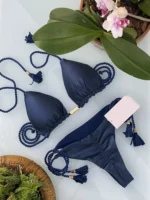 JAYJO Marketplace | Braided Tassel Bikini Set – Pastel Multicolor Triangle String Swimwear