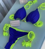 JAYJO Marketplace | Braided Tassel Bikini Set – Pastel Multicolor Triangle String Swimwear