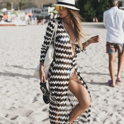 JAYJO Marketplace|Lace Beach Cover-Up with Zigzag Pattern