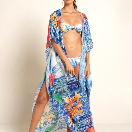 JAYJO Marketplace | Aqua Blue Off-Shoulder Beach Cover-Up Maxi Dress