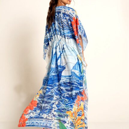 JAYJO Marketplace | Aqua Blue Off-Shoulder Beach Cover-Up Maxi Dress