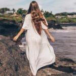 JAYJO Beachwear Dubai | Swimwear & Summer Fashion | Embroidered Kaftan with Flutter Sleeves and Side Slit