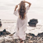 JAYJO Beachwear Dubai | Swimwear & Summer Fashion | Embroidered Kaftan with Flutter Sleeves and Side Slit