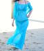 JAYJO Beachwear Dubai | Swimwear & Summer Fashion|Aqua Blue Off-Shoulder Beach Cover-Up Maxi Dress