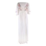 JAYJO Beachwear Dubai | Swimwear & Summer Fashion | Embroidered Kaftan with Flutter Sleeves and Side Slit