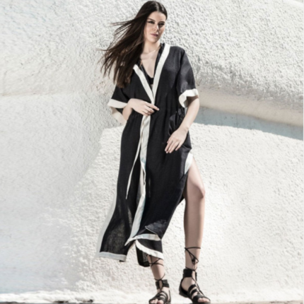 JAYJO Marketplace|Black & White Beach Cover-Up with Hat